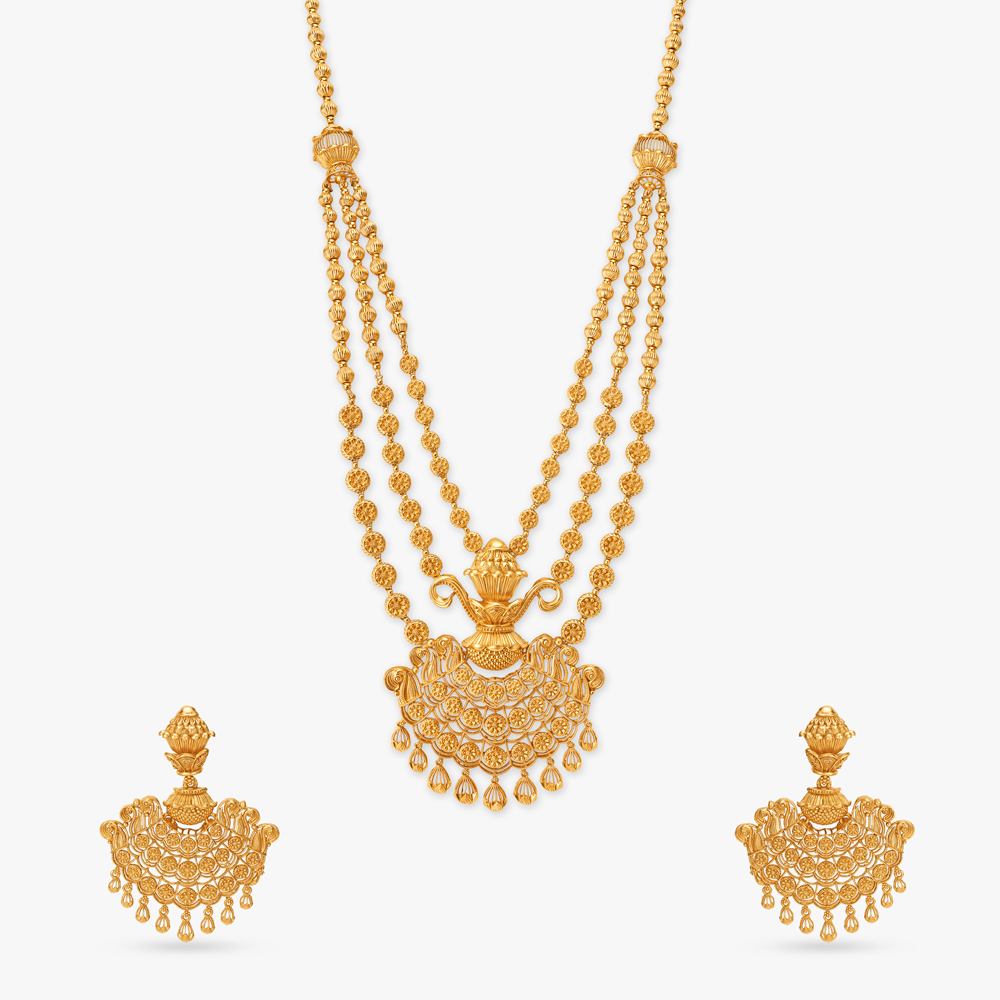 Shola Shringar Gold Necklace Set,,hi-res image number null