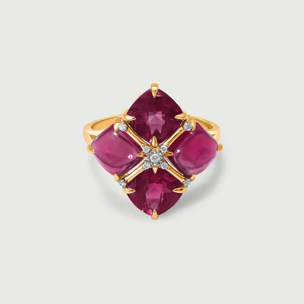 Bordeaux Bling 14KT Diamond & Ruby Finger Ring,,hi-res image number null