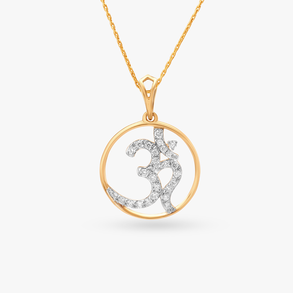 Positive Vibes Om Diamond Pendant,,hi-res image number null