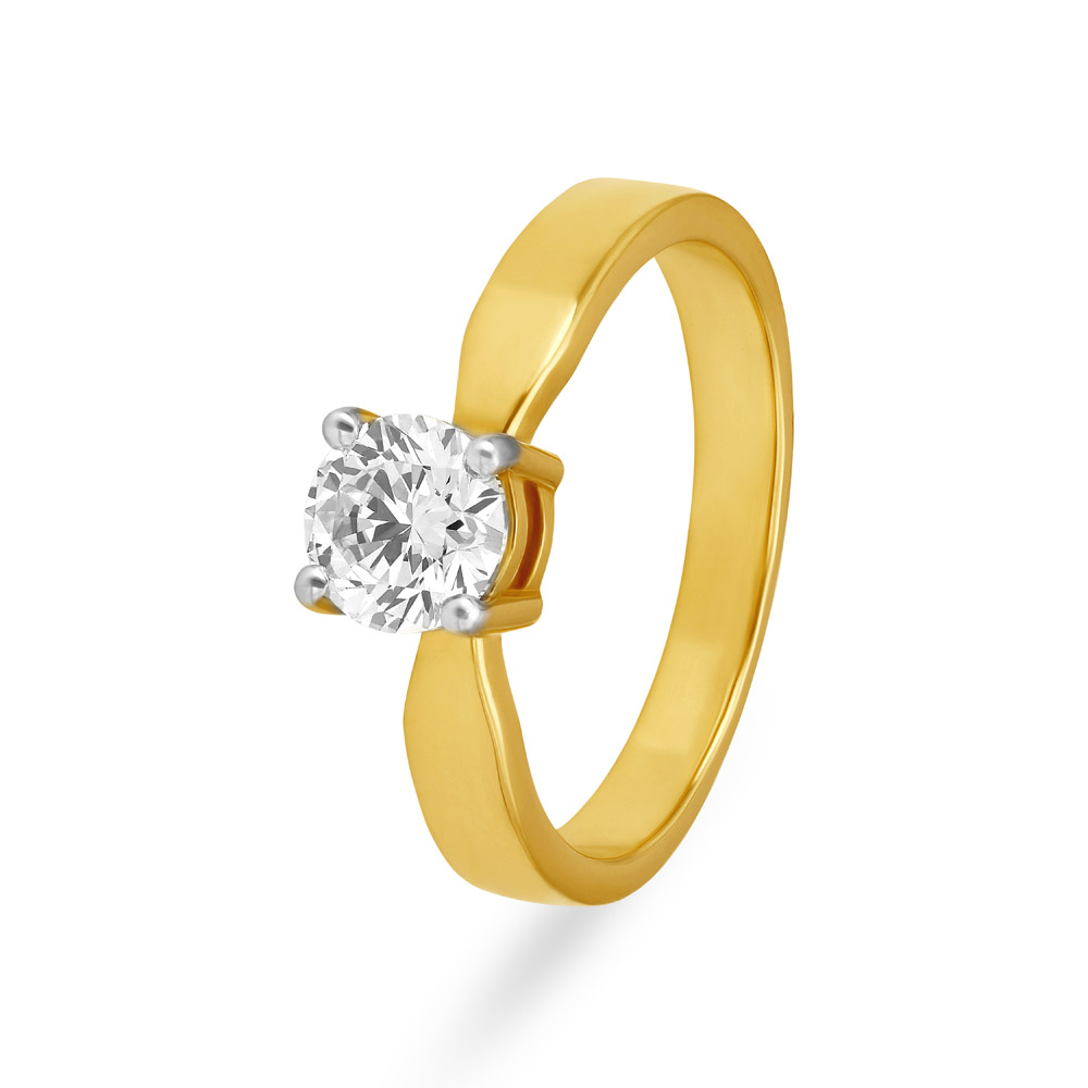 Striking 18 Karat Yellow Gold Solitaire Finger Ring,,hi-res image number null