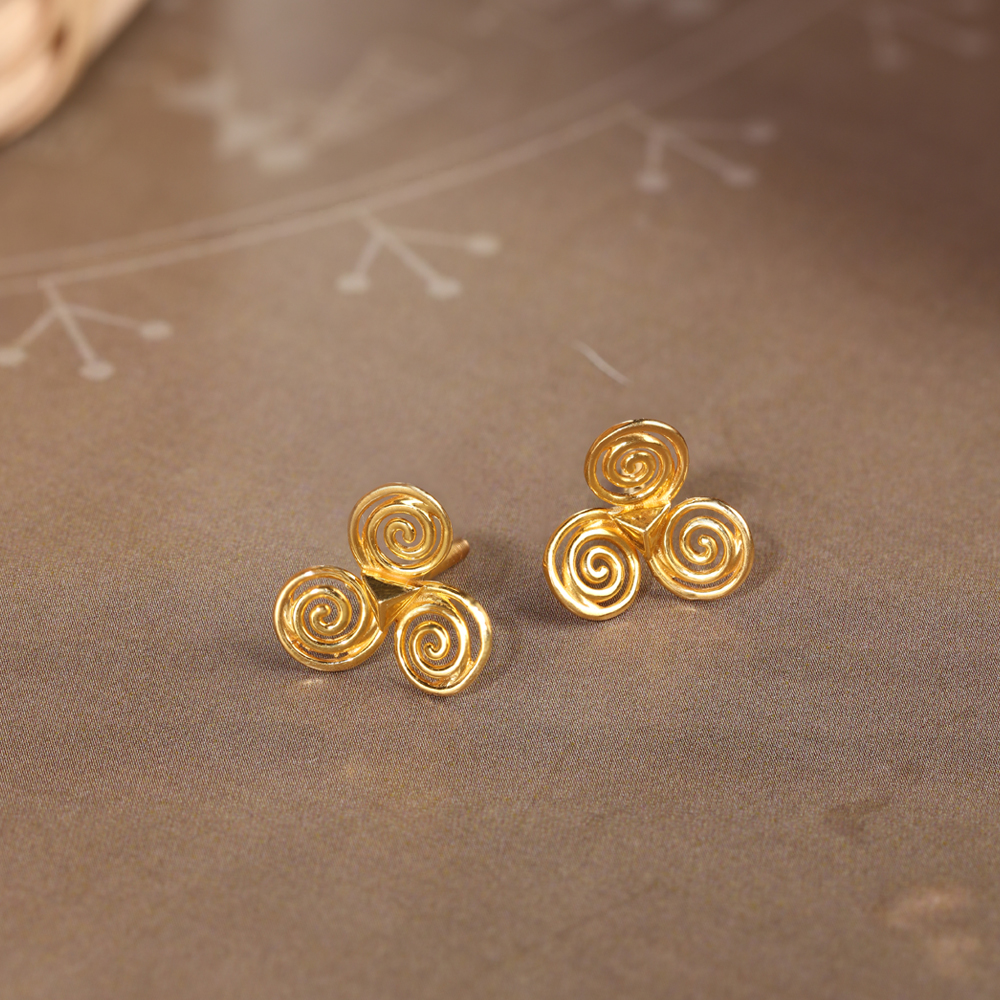 Spiral Glow 22KT Gold Stud Earrings,,hi-res image number null