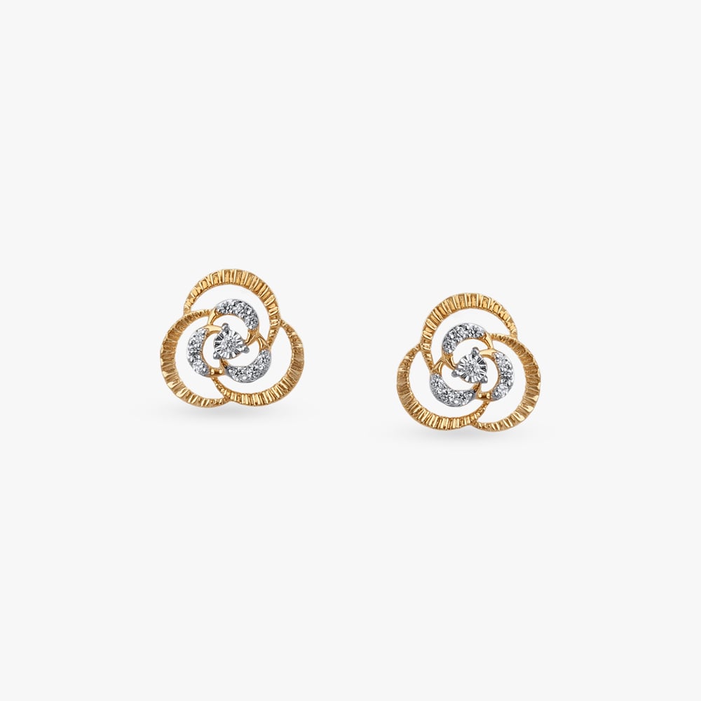 Sculpted Interlocked Diamond Stud Earrings,,hi-res image number null