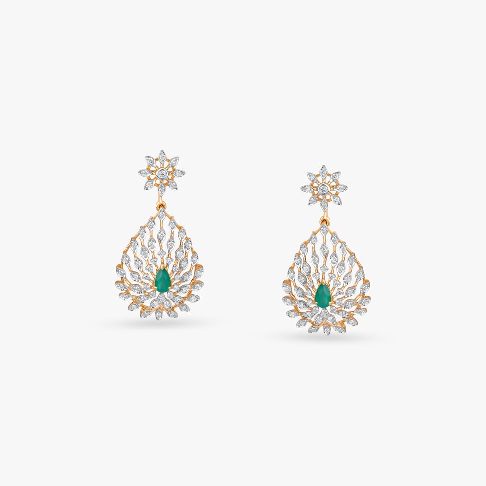 Cascading Leaf Diamond Drop Earrings,,hi-res image number null
