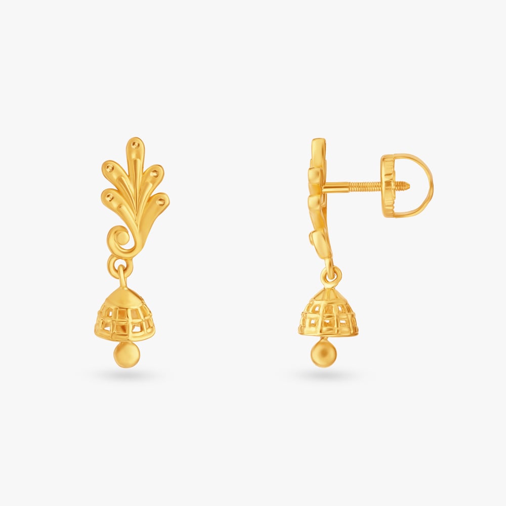Golden Swirls Jhumka,,hi-res image number null
