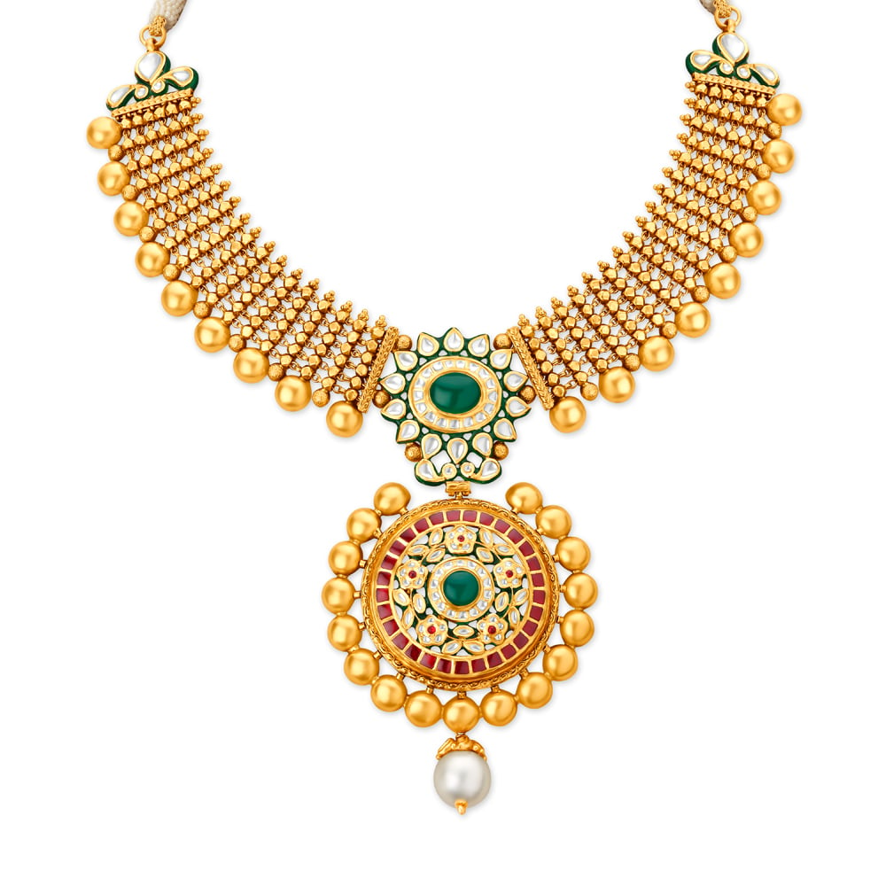 Opulent Antique Gold Necklace for the Punjabi Bride
