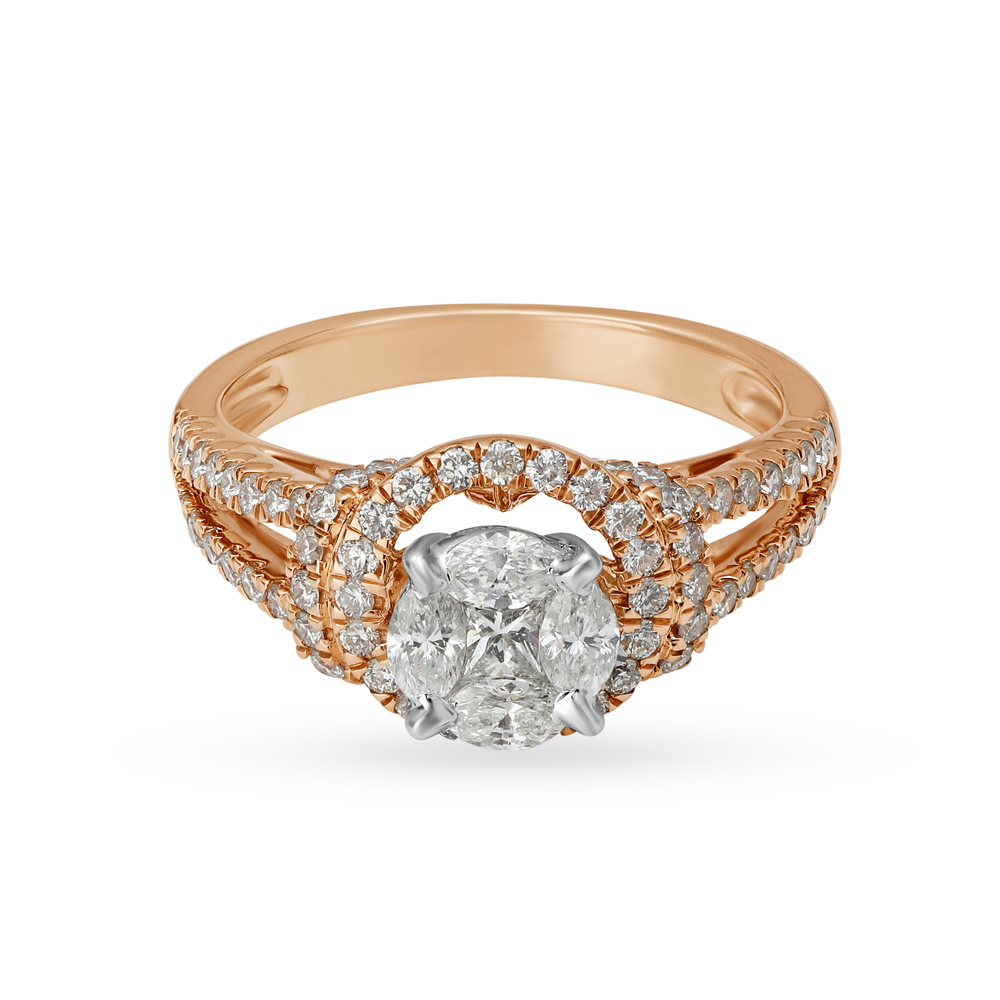 Regal 18 Karat White And Rose Gold And Diamond Finger Ring,,hi-res image number null