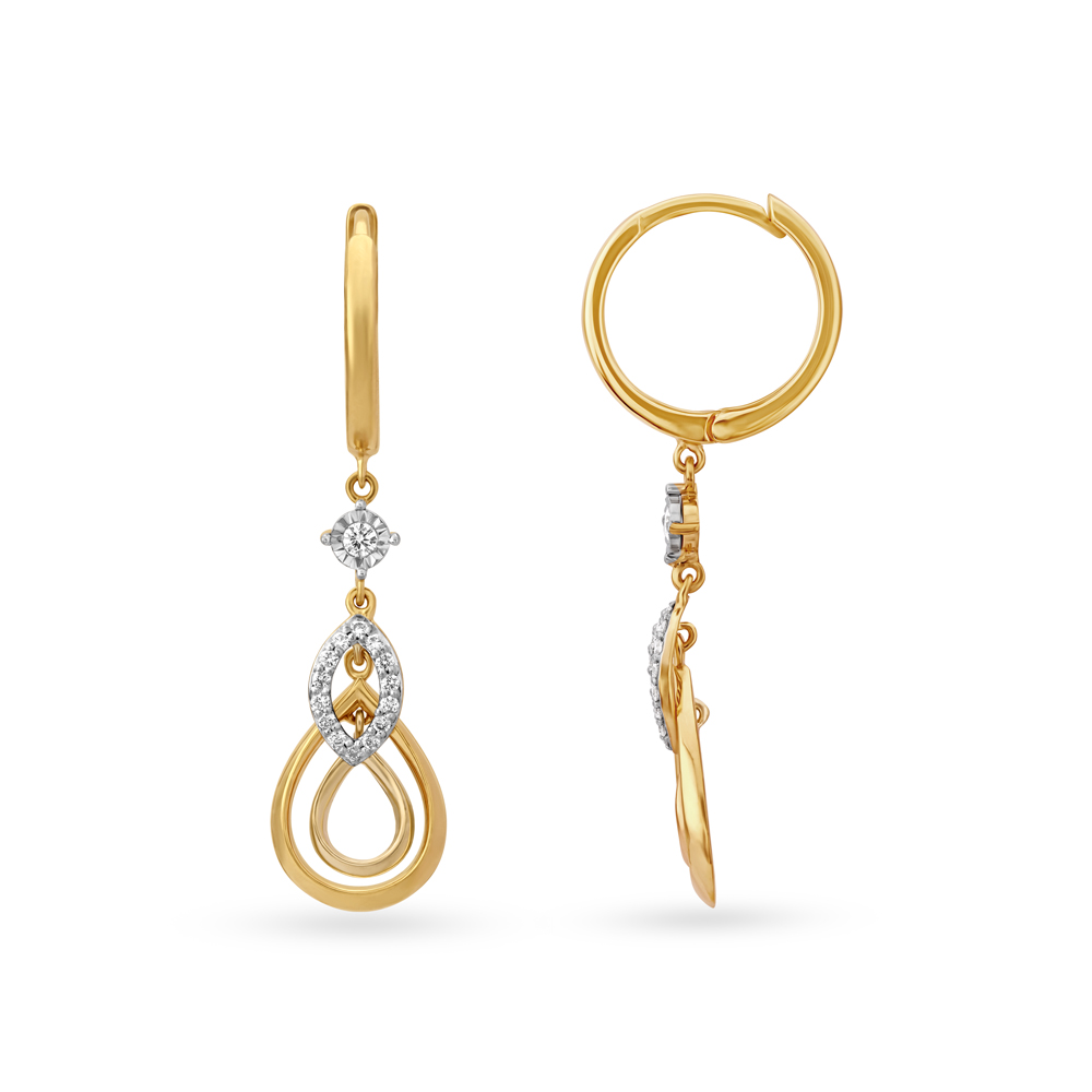 Stately Diamond Teardrop Hoop Bali Earrings,,hi-res image number null