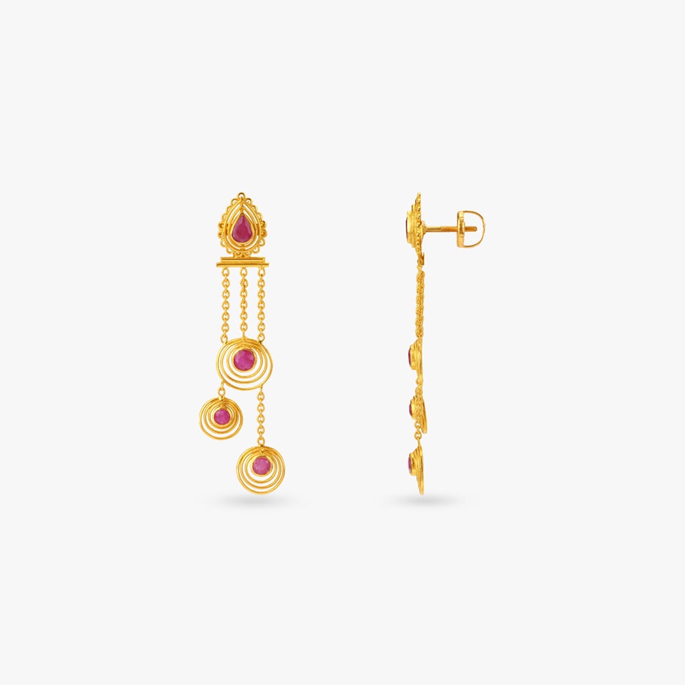 Orbit Gleam Ruby Drop Earrings,,hi-res image number null