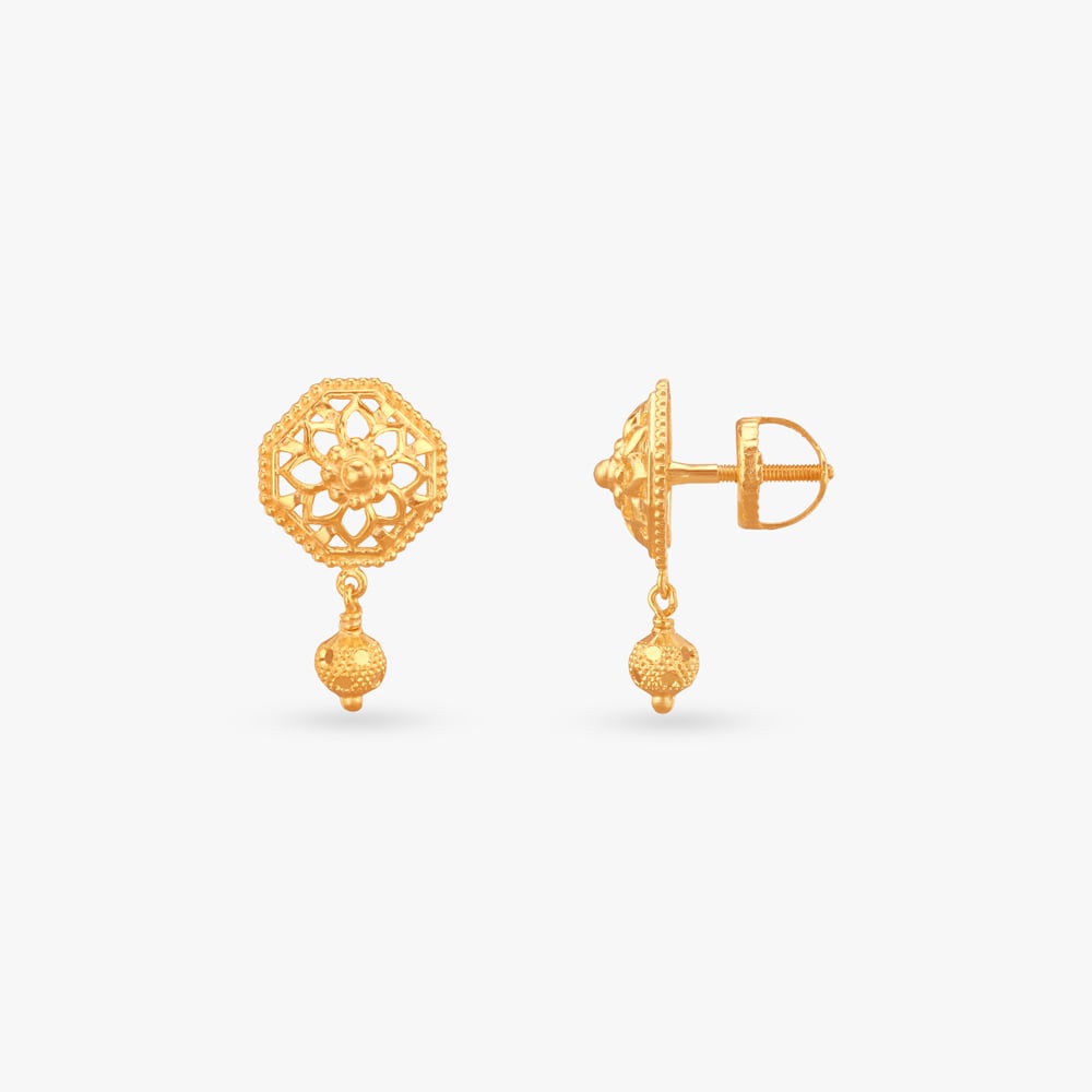 

Petal Charm Gold Drop Earrings