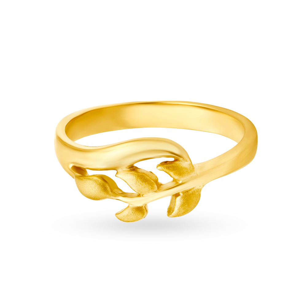 Arresting 22 Karat Yellow Gold Leaf Pattern Ring,,hi-res image number null