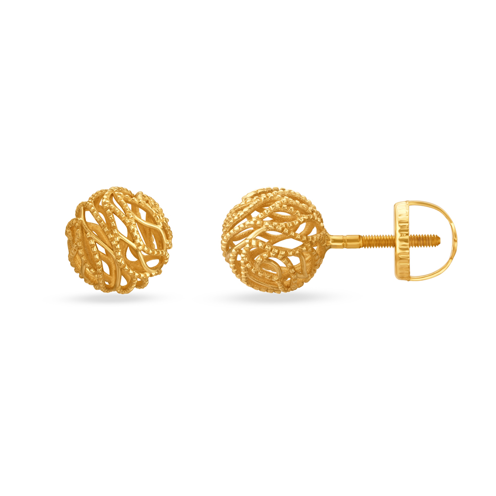 Glamorous Abstract Gold Stud Earrings,,hi-res image number null