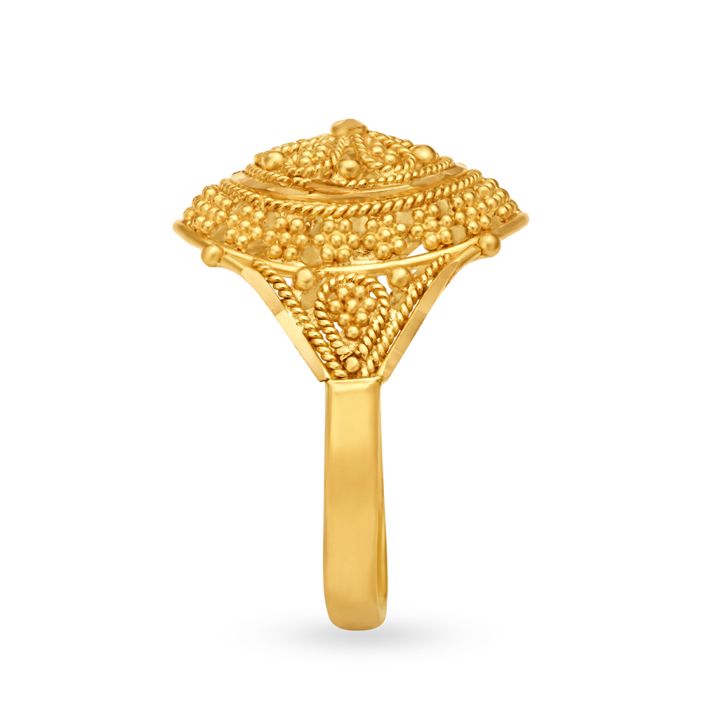 Elongated Rawa Work Gold Finger Ring,,hi-res image number null