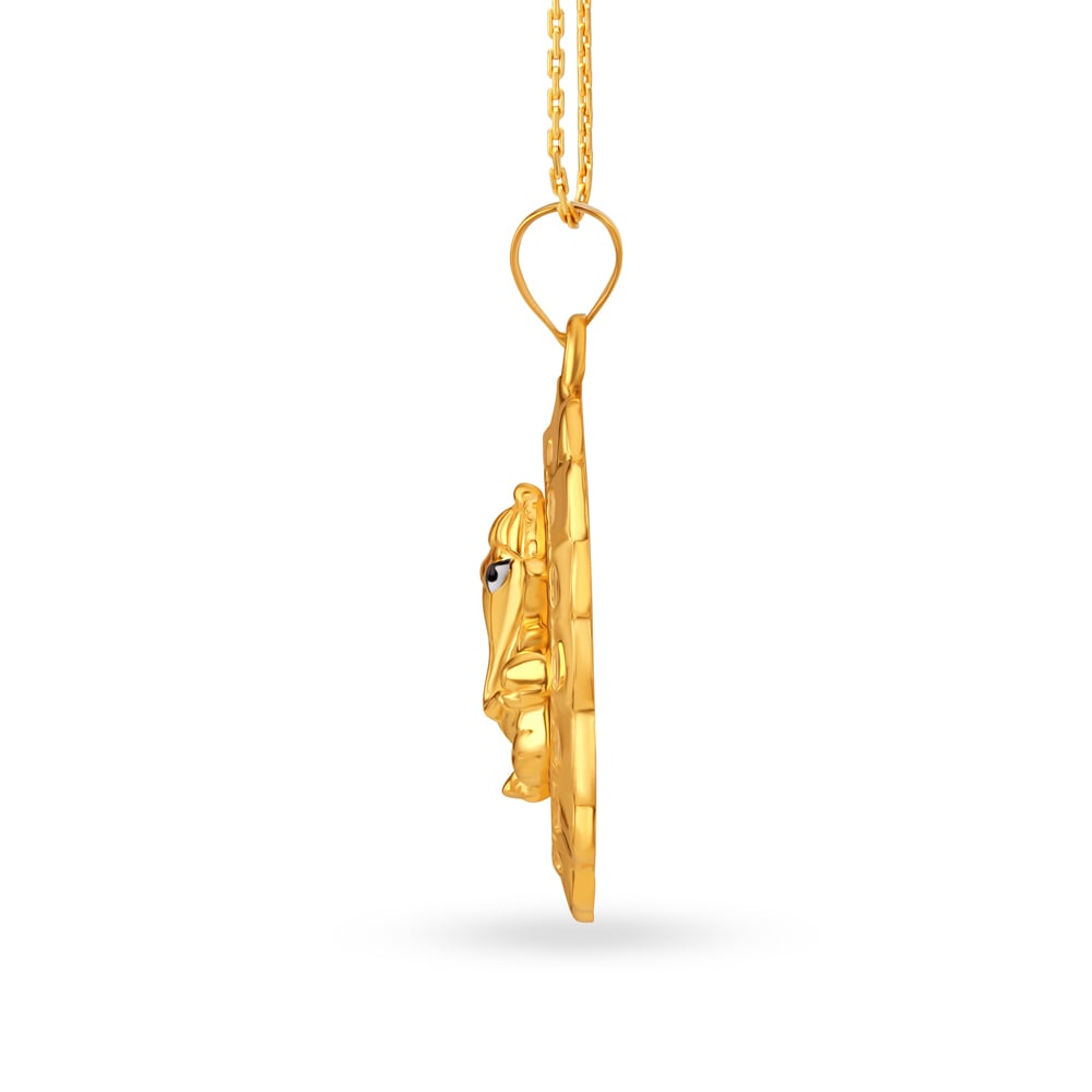 Decorated 22 Karat Yellow Gold Ganesha Pendant,,hi-res image number null