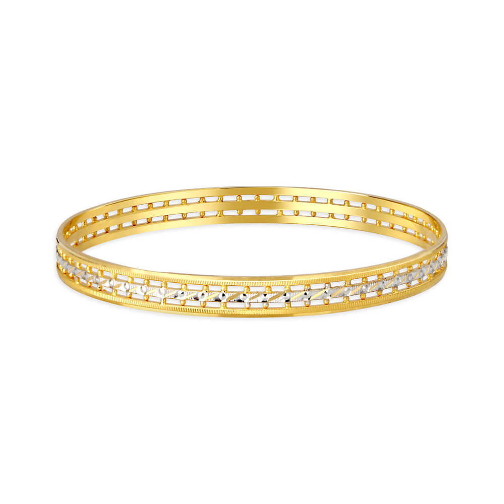 Exquisite Yellow Gold Beaded Ribbed Bangles,,hi-res image number null