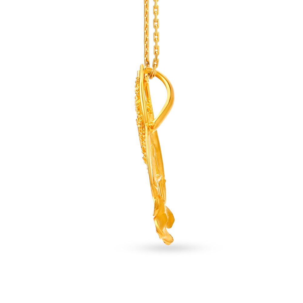 Captivating 22 Karat Yellow Gold Floral Paisley Pendant,,hi-res image number null