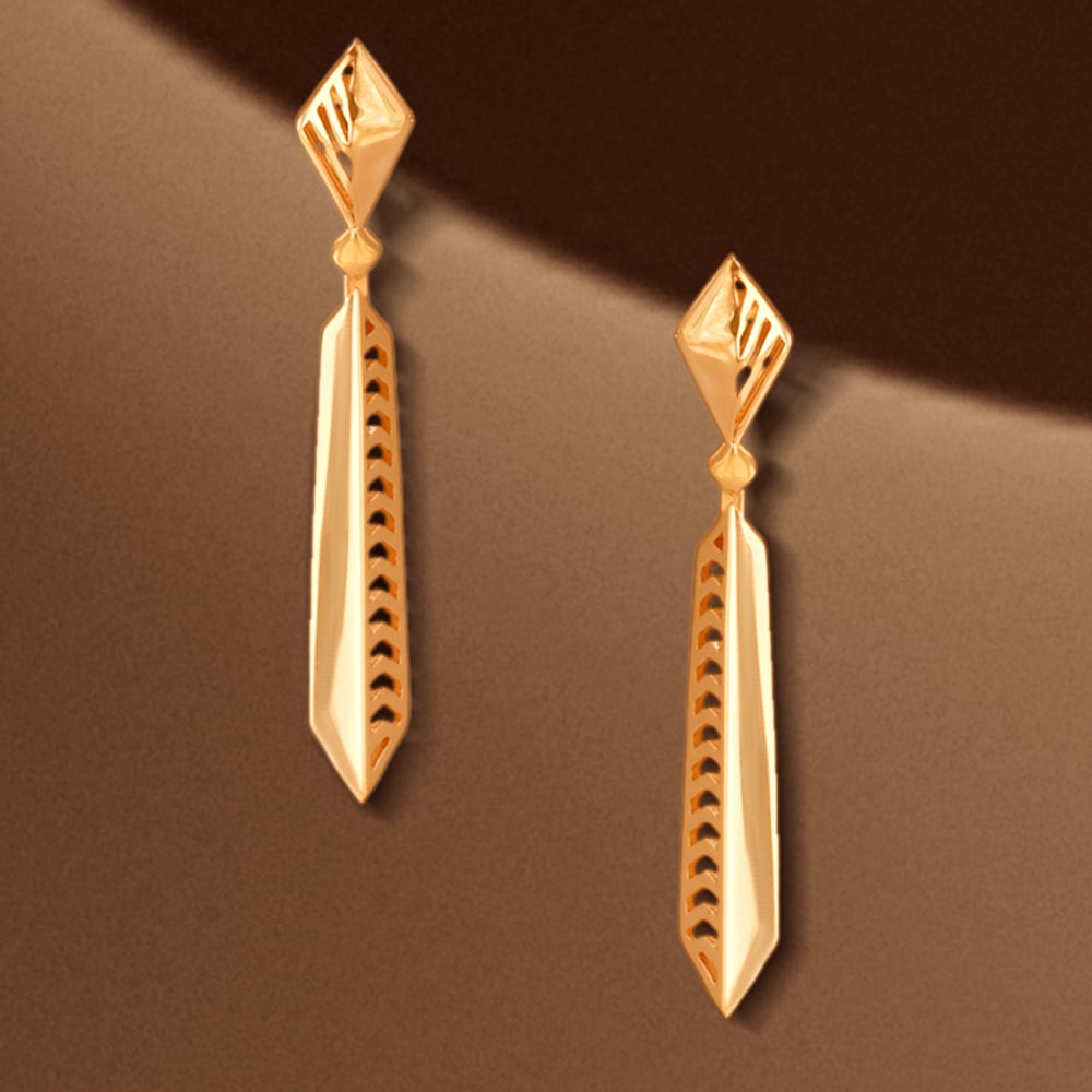 Sleek Geometric Gold Drop Earrings,,hi-res image number null