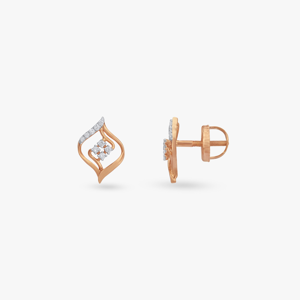 Petal Curve Diamond Stud Earrings,,hi-res image number null