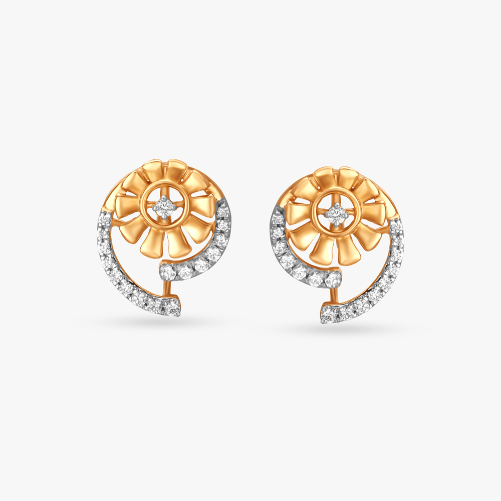 Radiant Floral Diamond Stud Earrings