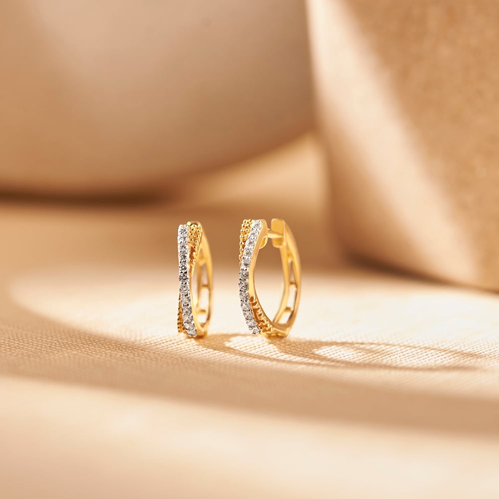 Classic Gold and Diamond Bali Earrings,,hi-res image number null