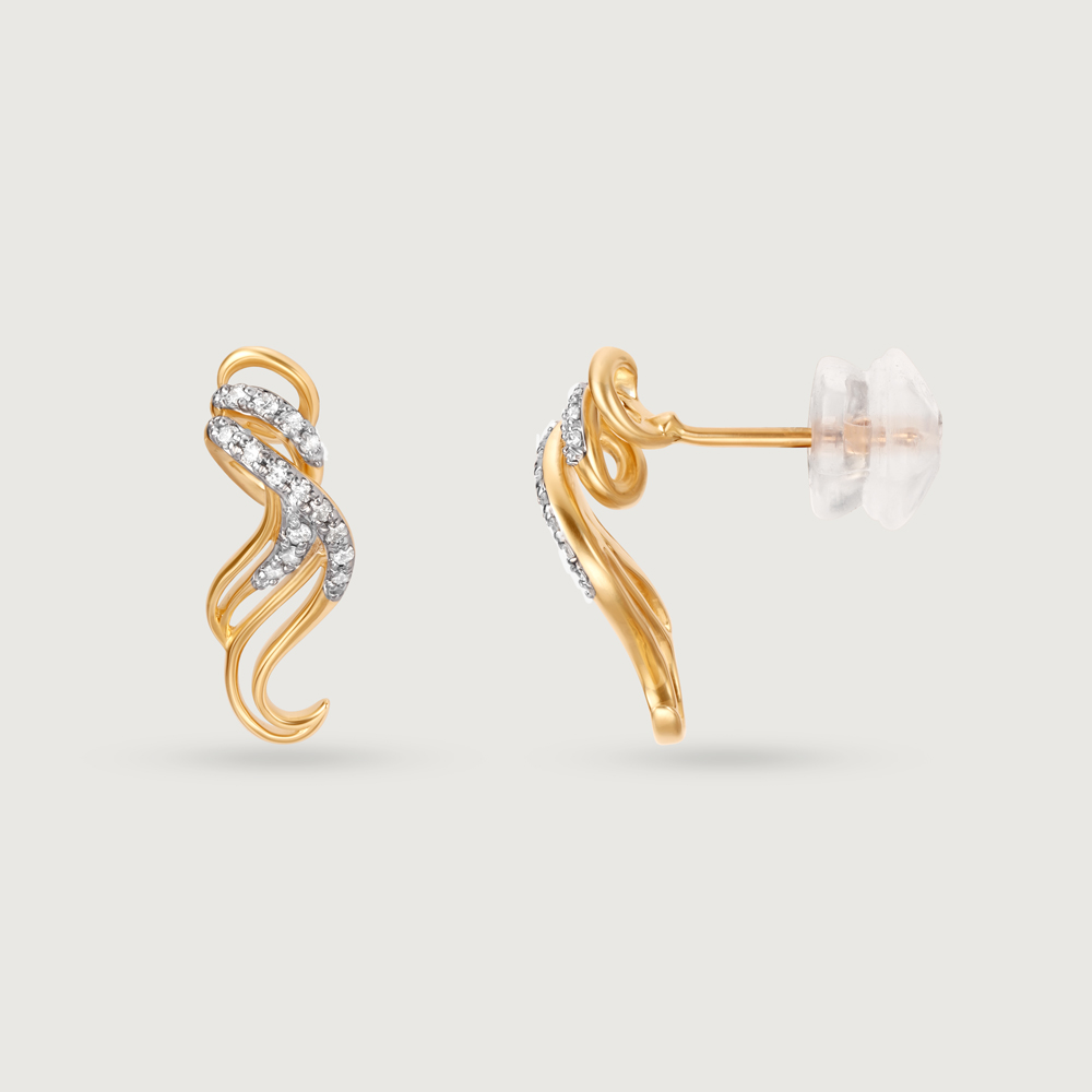 Whispering Gale 14 Kt Gold & Diamond Stud Earrings,,hi-res image number null