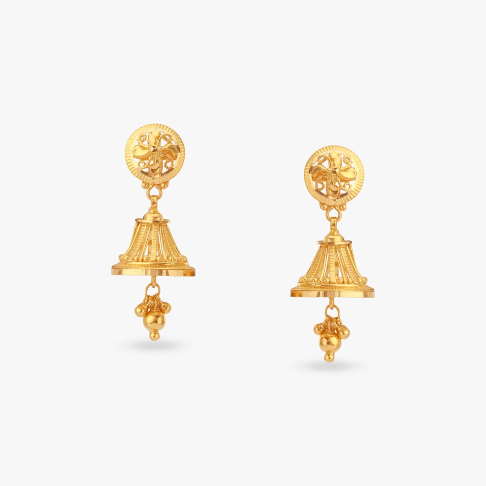 

Floral Radiance Gold Jhumka Earrings