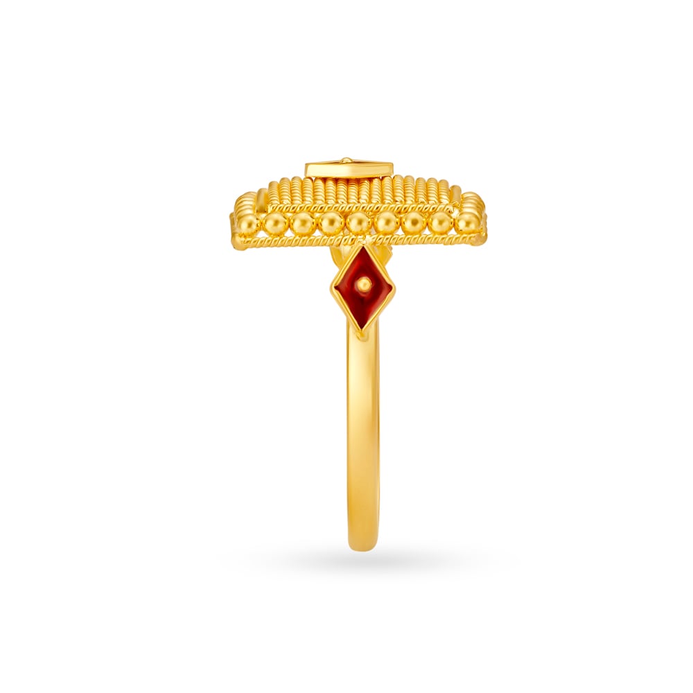 Majestic Yellow Gold Roped Square Finger Ring,,hi-res image number null