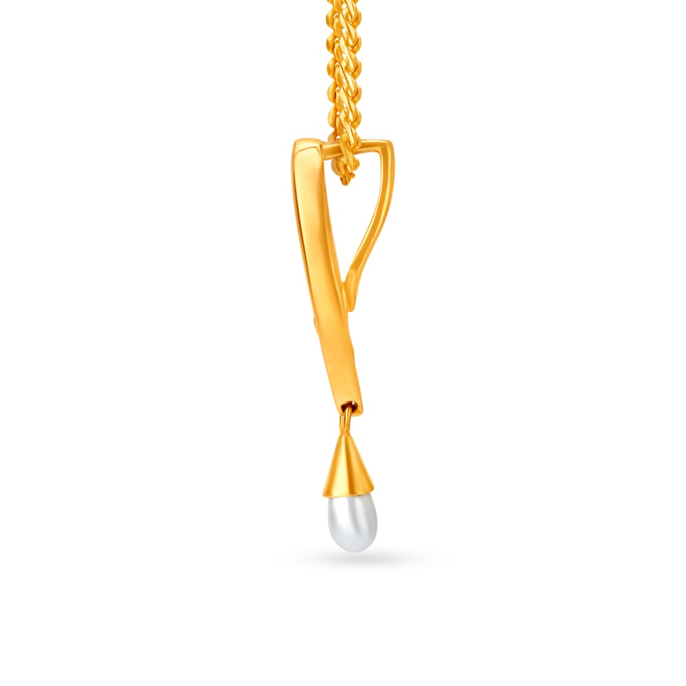 22 Karat Gold and Synthetic Pearl Pendant Earrings Set,,hi-res image number null