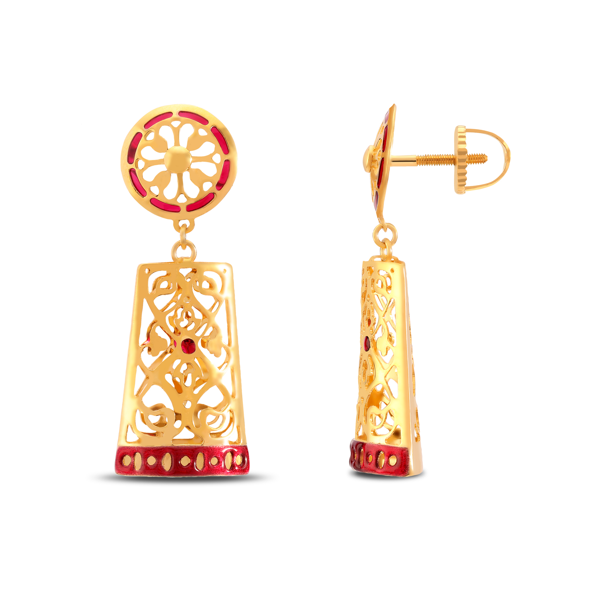 Captivating 22 Karat Yellow Gold Drop Earrings,,hi-res image number null
