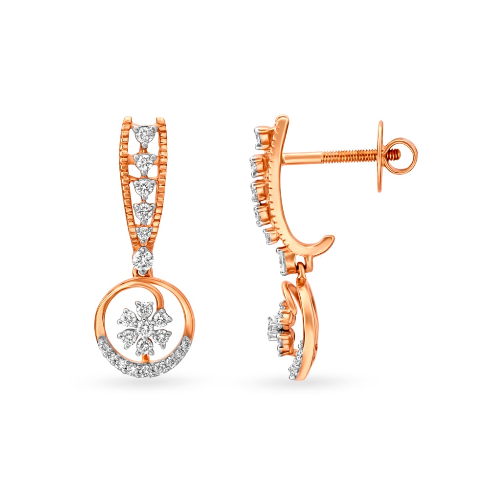 Enchanting Rose Gold and Diamond Drop Earrings,,hi-res image number null