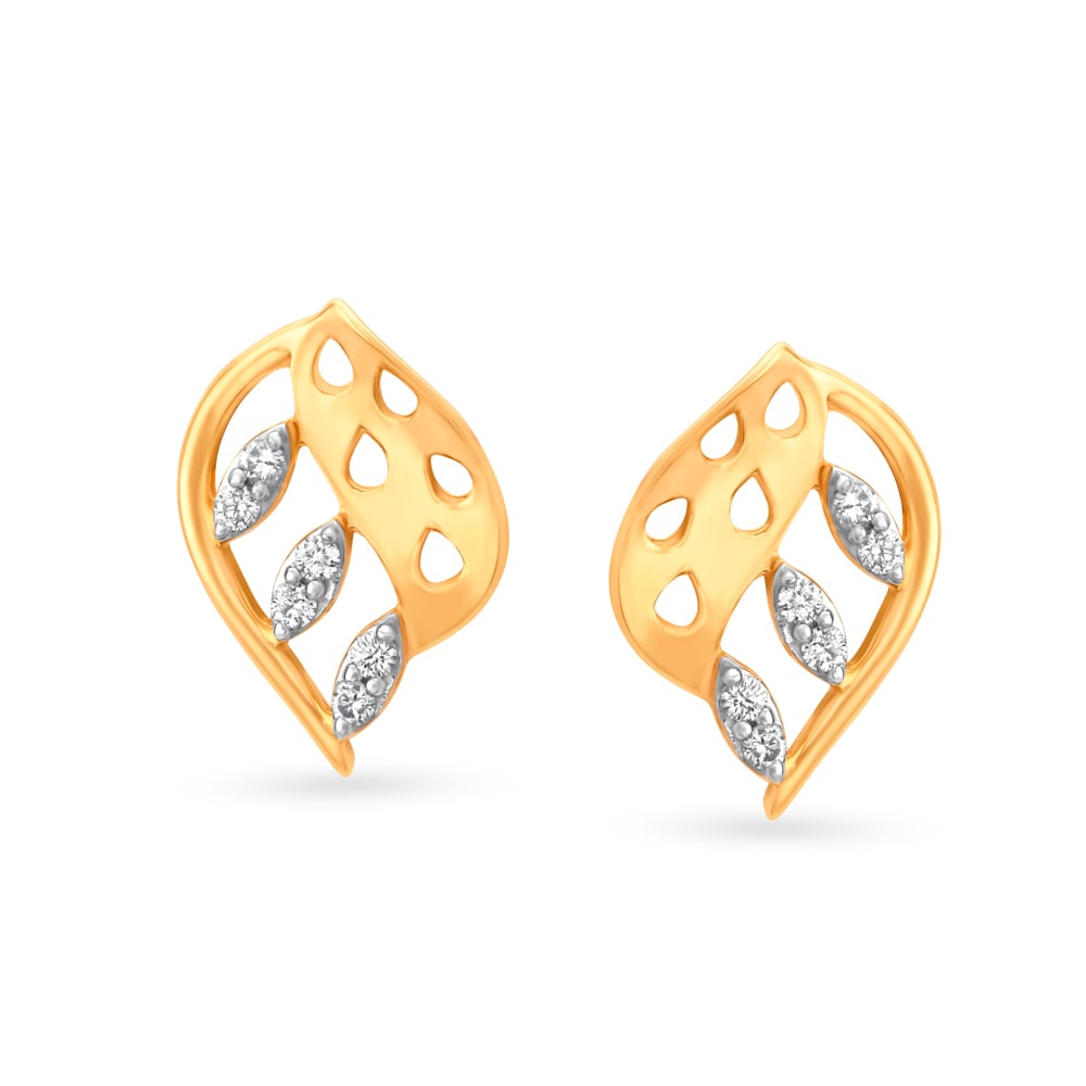 Layered Luxury Diamond Drop Leaf Earrings  Salty Accessories