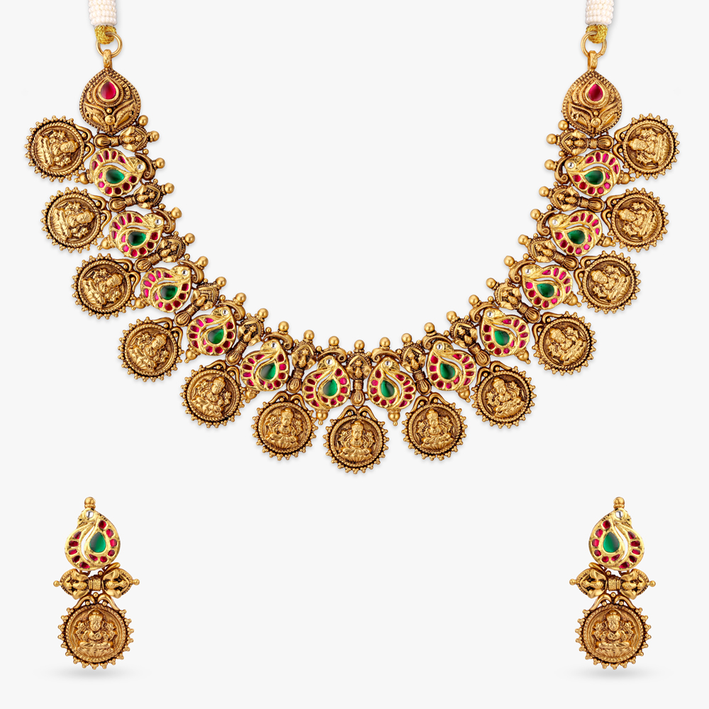Mayura Medallion Gold Necklace Set,,hi-res image number null