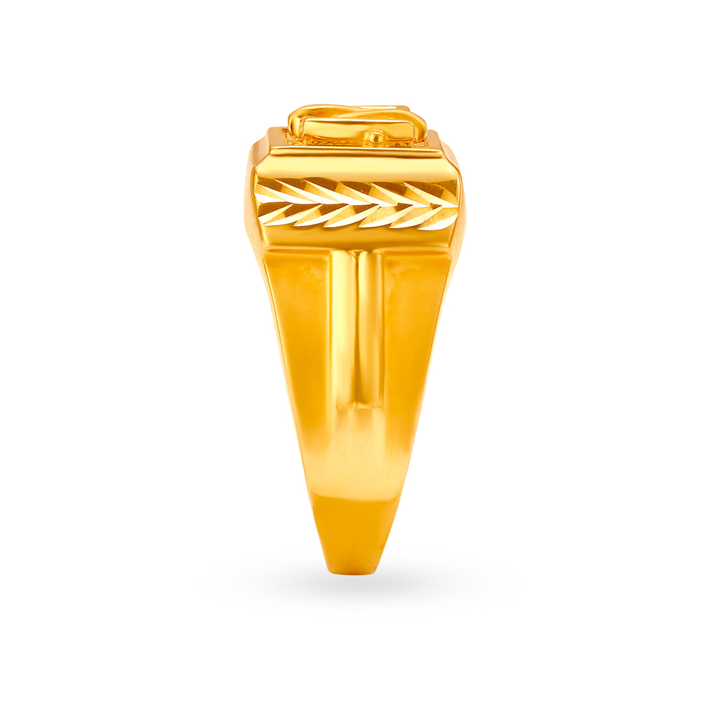 Illusionistic 22 Karat Gold Square Ring For Men,,hi-res image number null