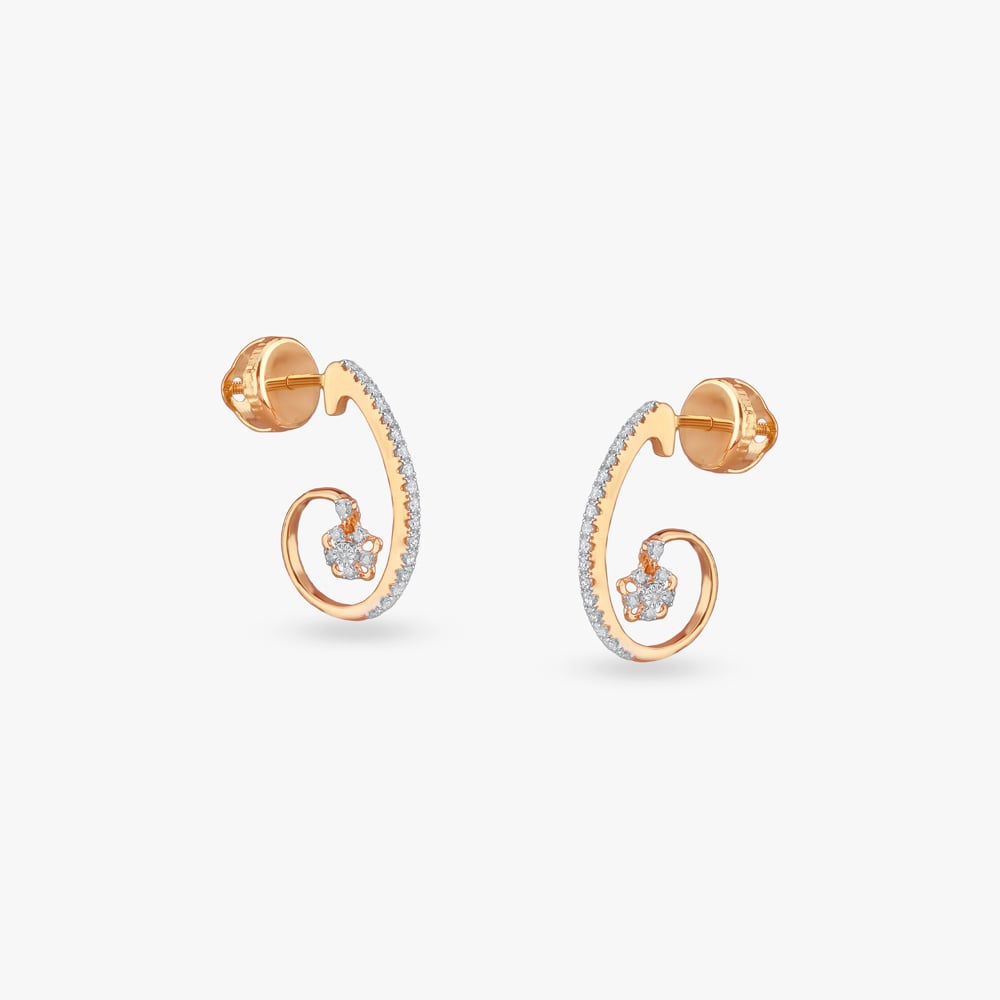

Blooming Spiral Diamond Hoop Earrings