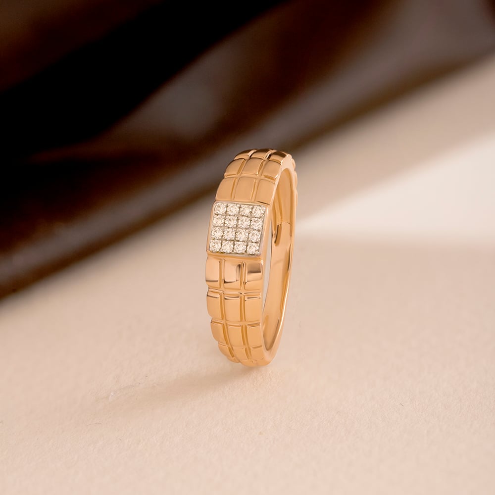 Gridlock Drip Gold & Diamond Finger Ring for Men,,hi-res image number null