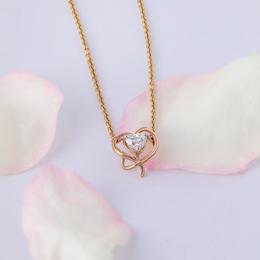 Enchanted Heart 14 kt Gold & Diamond Necklace,,hi-res image number null