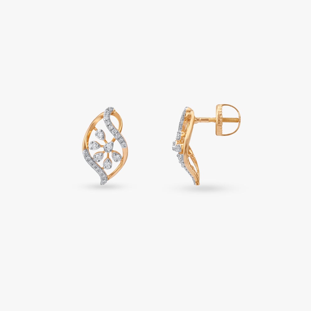 Bloom Curve Diamond Stud Earrings,,hi-res image number null