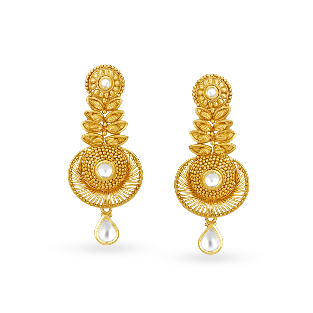 Traditional Regal Gold Long Drop Earrings,,hi-res image number null