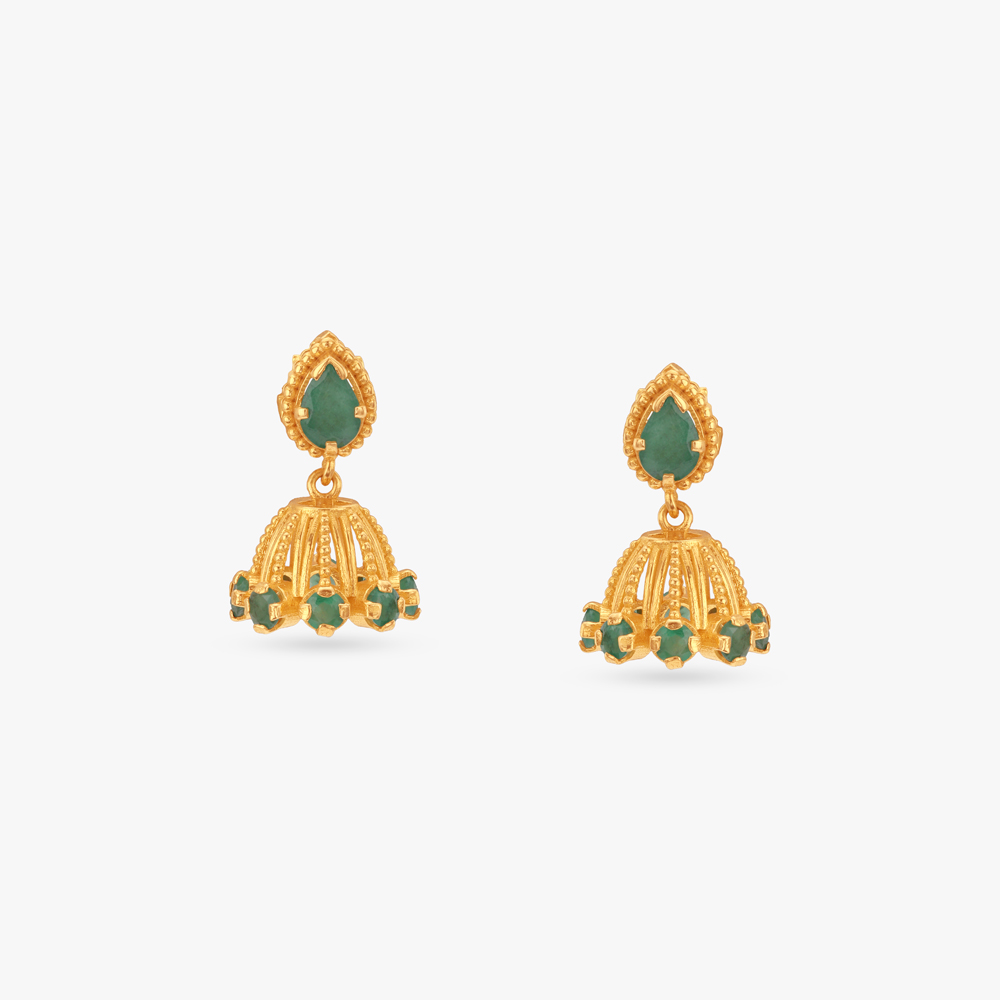 

Elegant Heritage Emerald Jhumka Earrings