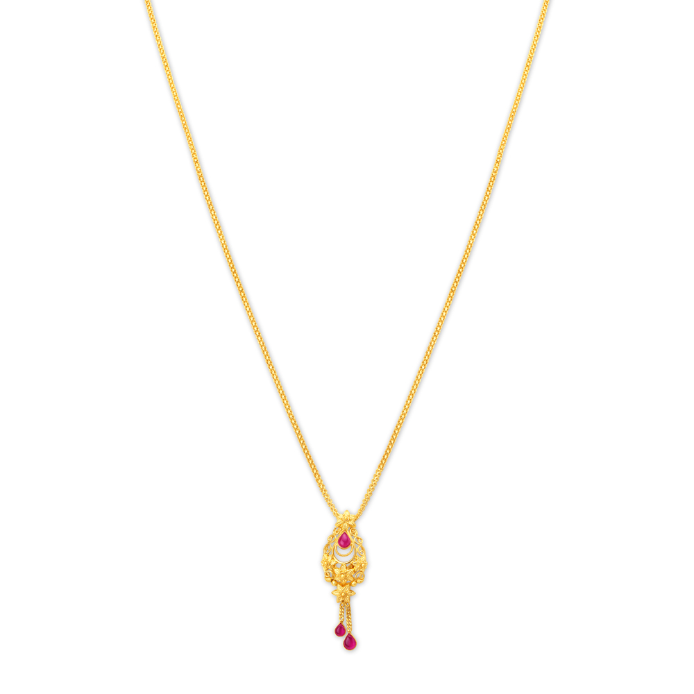 Modern Fancy Gold Pendant with Chain,,hi-res image number null