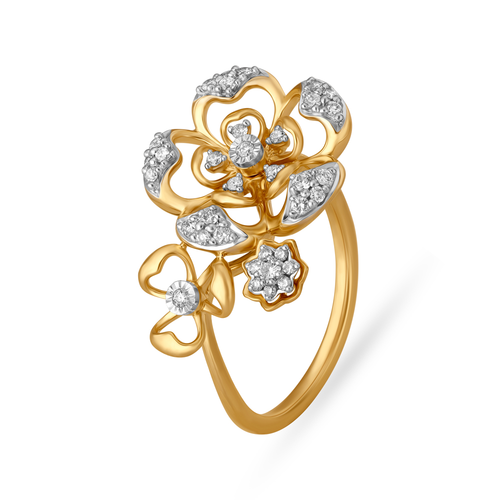 Extravagant Diamond Flower Finger Ring
