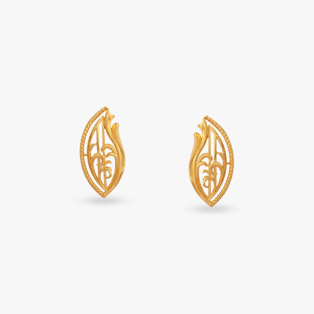 

Regal Leaf Gold Stud Earrings