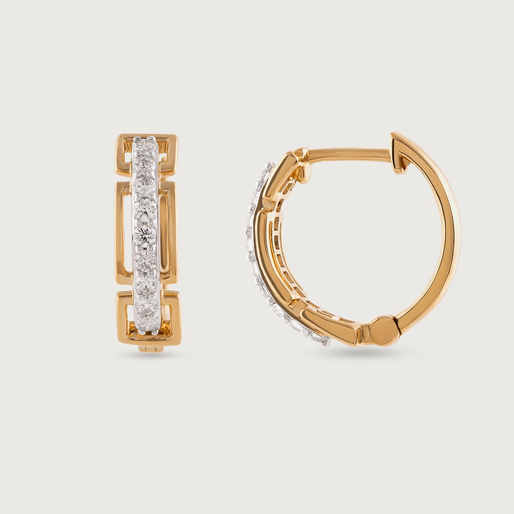 Glam Bold Gold & Diamond Hoop Earrings,,hi-res image number null