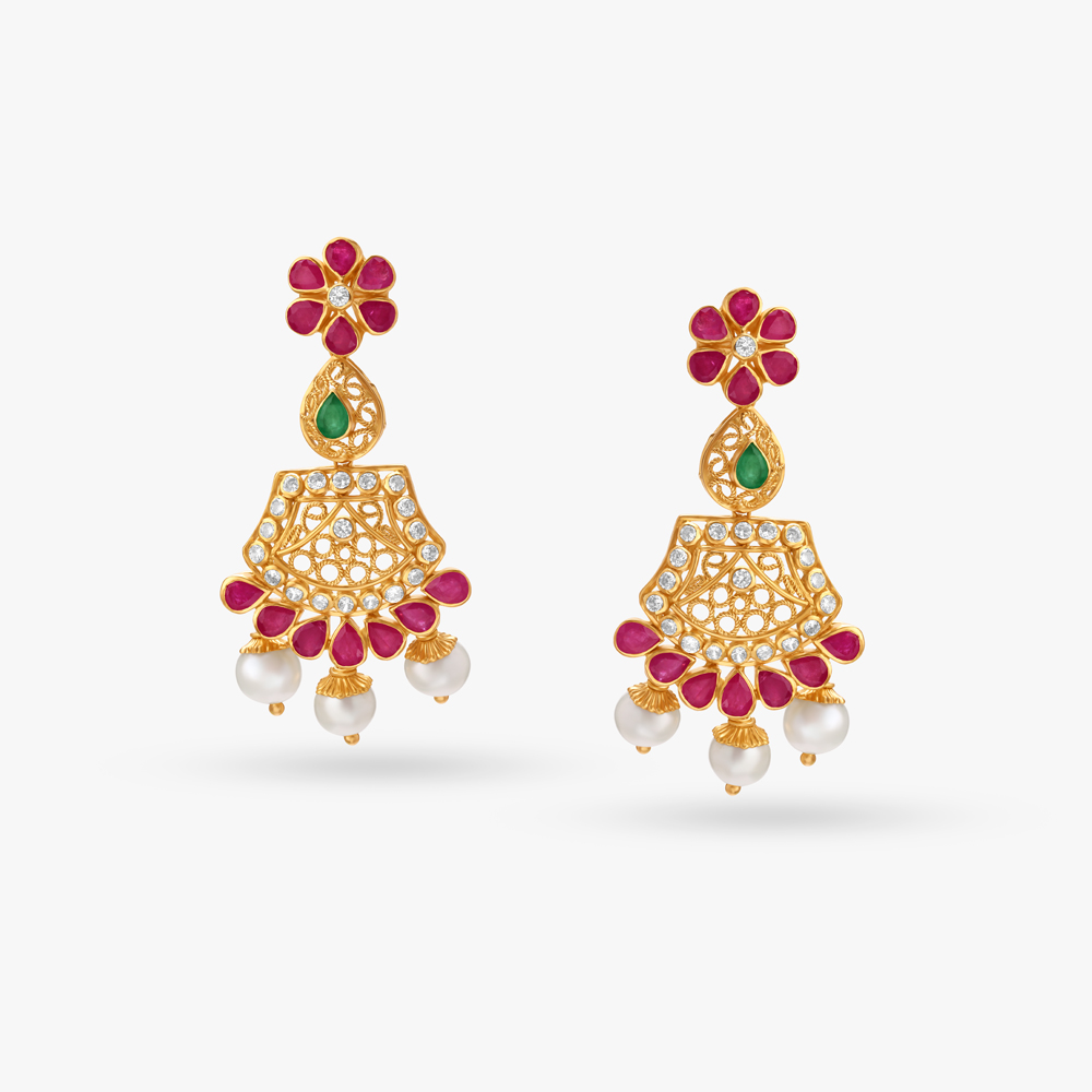 Sparkling Gold Drop Earrings,,hi-res image number null
