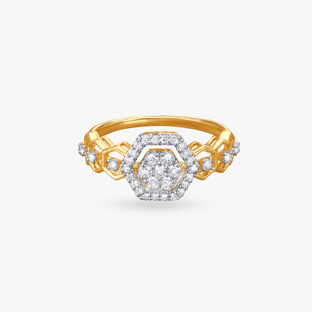 Bold Geometric Diamond Finger Ring,,hi-res image number null