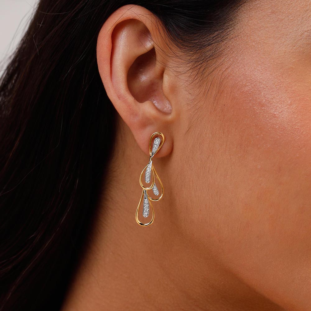 Fluid Elegance Diamond Drop Earrings,,hi-res image number null