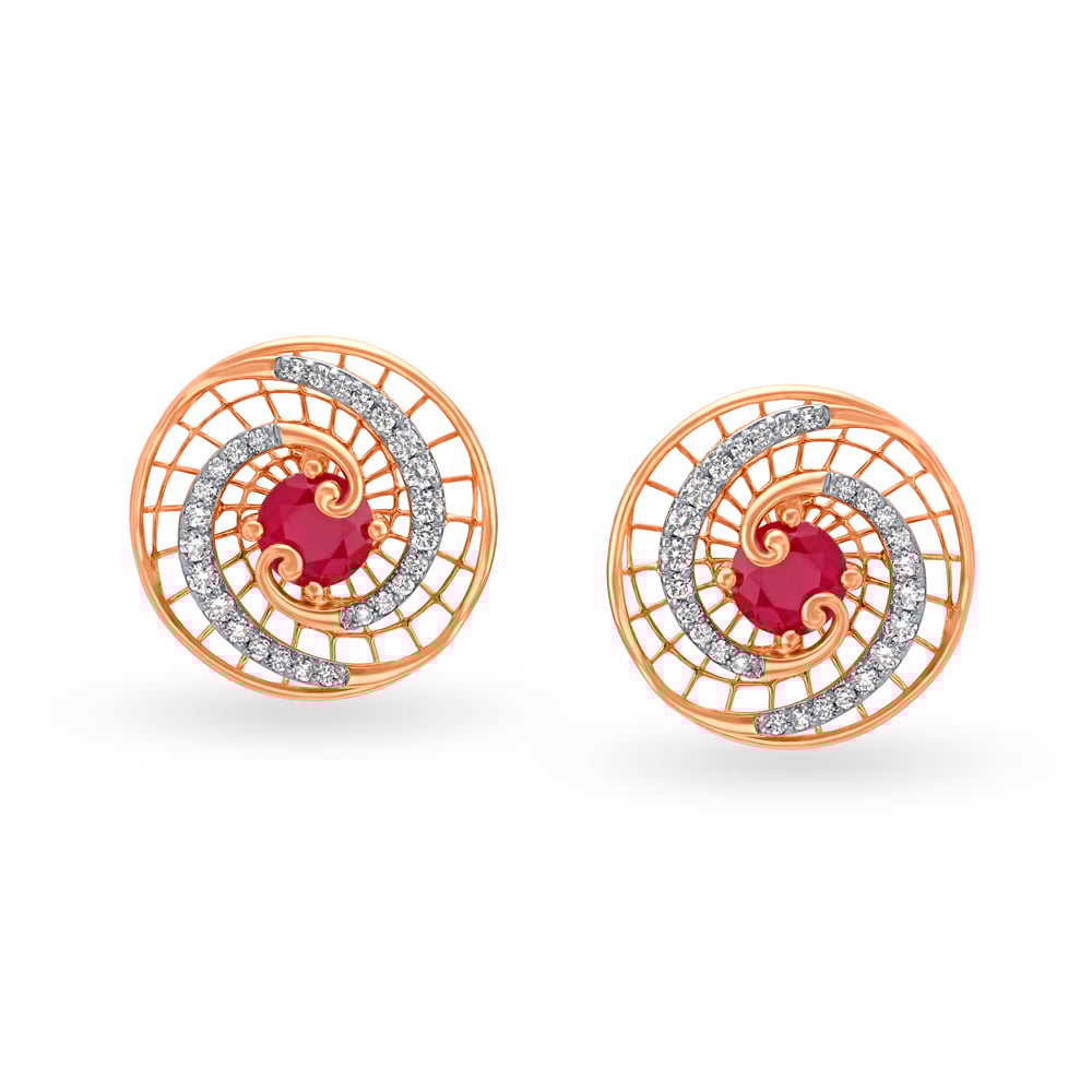 Swirling Circles Rose Gold and Diamond Pendant and Earrings Set,,hi-res image number null