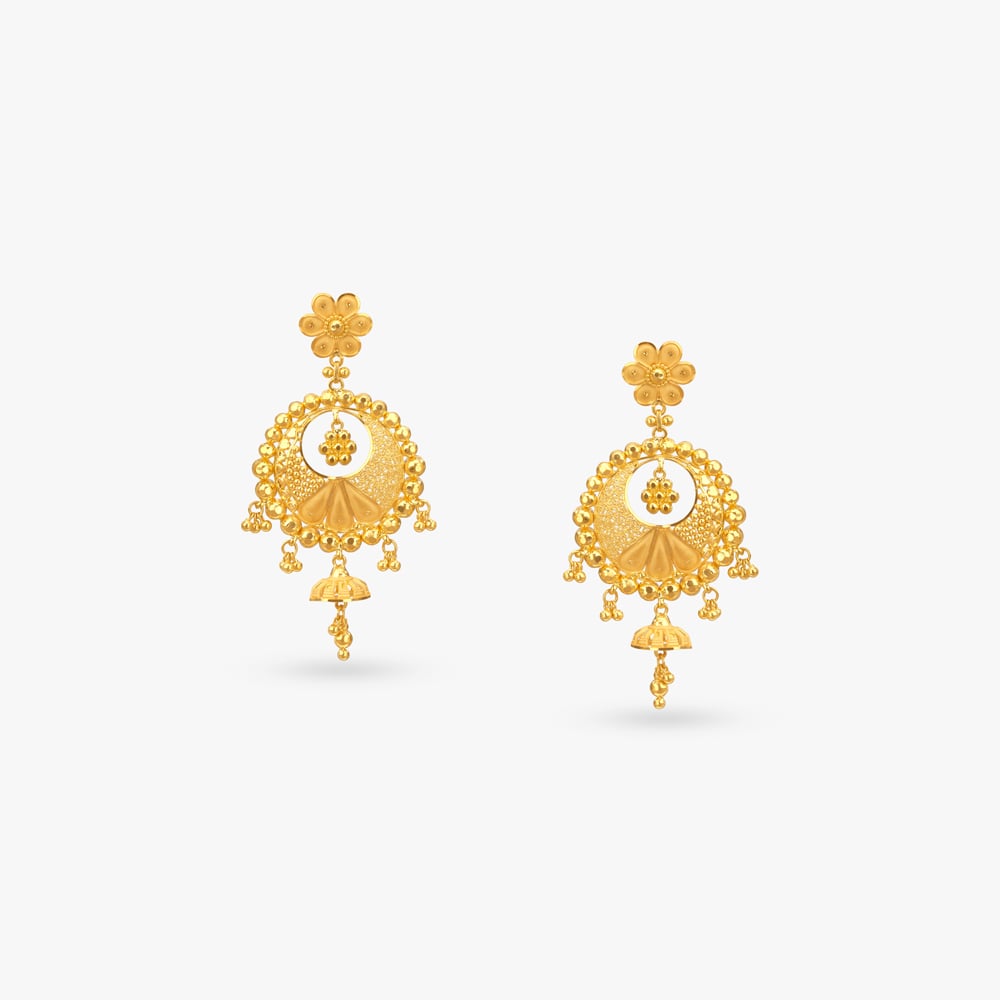 

Radiant Halo Gold Drop Earrings