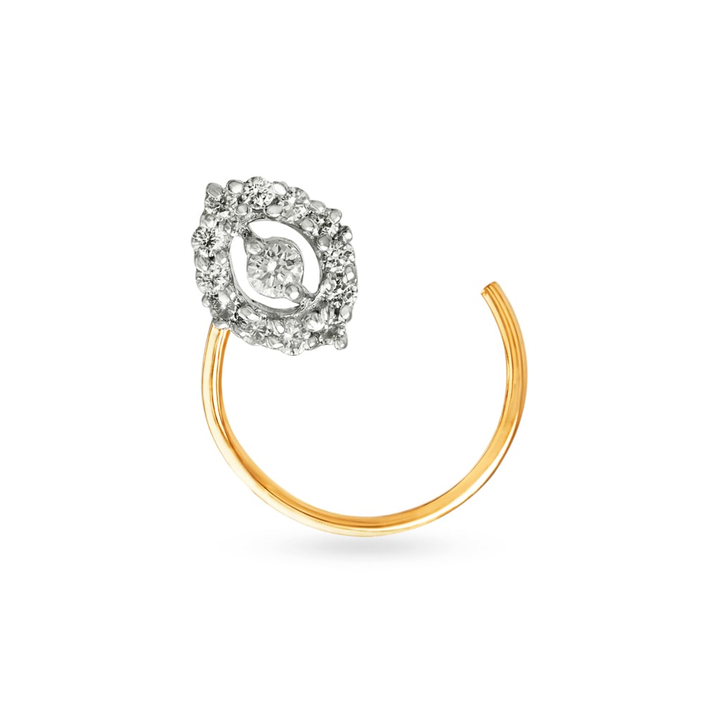 Elegant Diamond and Gold Nose Pin,,hi-res image number null