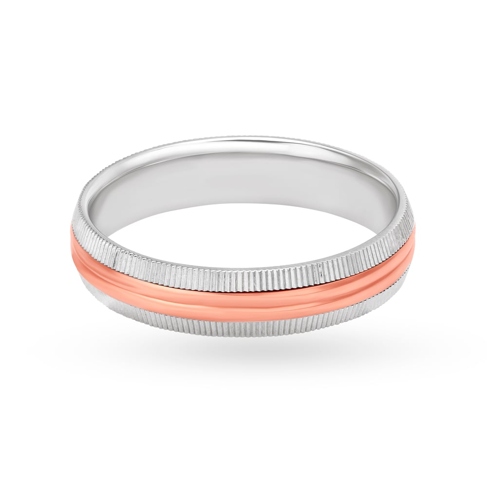 Edgy Platinum and Rose Gold Ring for Men,,hi-res image number null