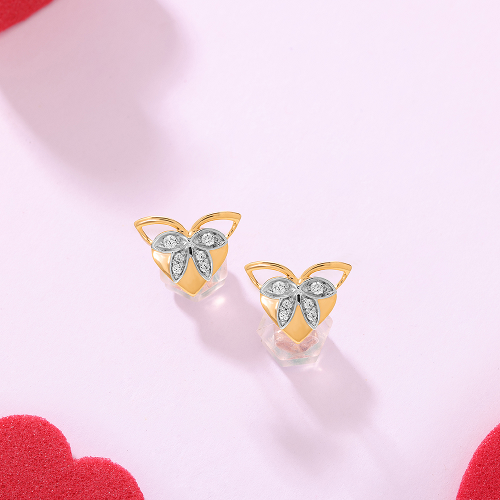 Ballet of Heart 14KT  Gold & Diamond Stud Earrings,,hi-res image number null